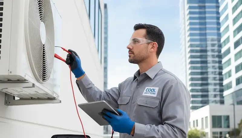 HVAC technician performing professional AC repair service in Syracuse, NY home
