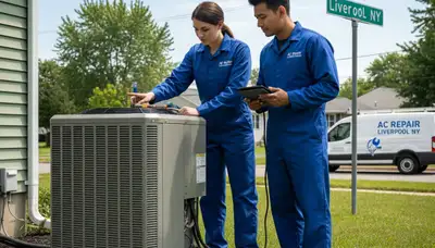 HVAC technician performing professional AC repair service in Syracuse, NY