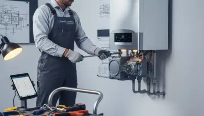 Technician performing boiler repair service in Syracuse, NY for Five Star Cooling