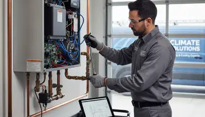 Technician performing boiler repair service in Syracuse, NY for Five Star Cooling
