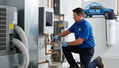 Professional plumber fixing residential pipes in Syracuse, NY for Five Star Cooling plumbing services