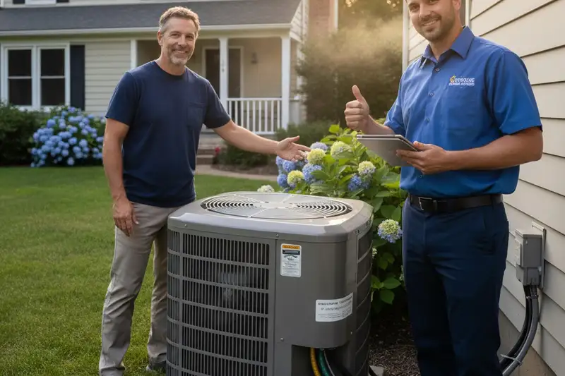 Restored air conditioner after professional AC repair in Syracuse, NY, ensuring reliable cooling performance